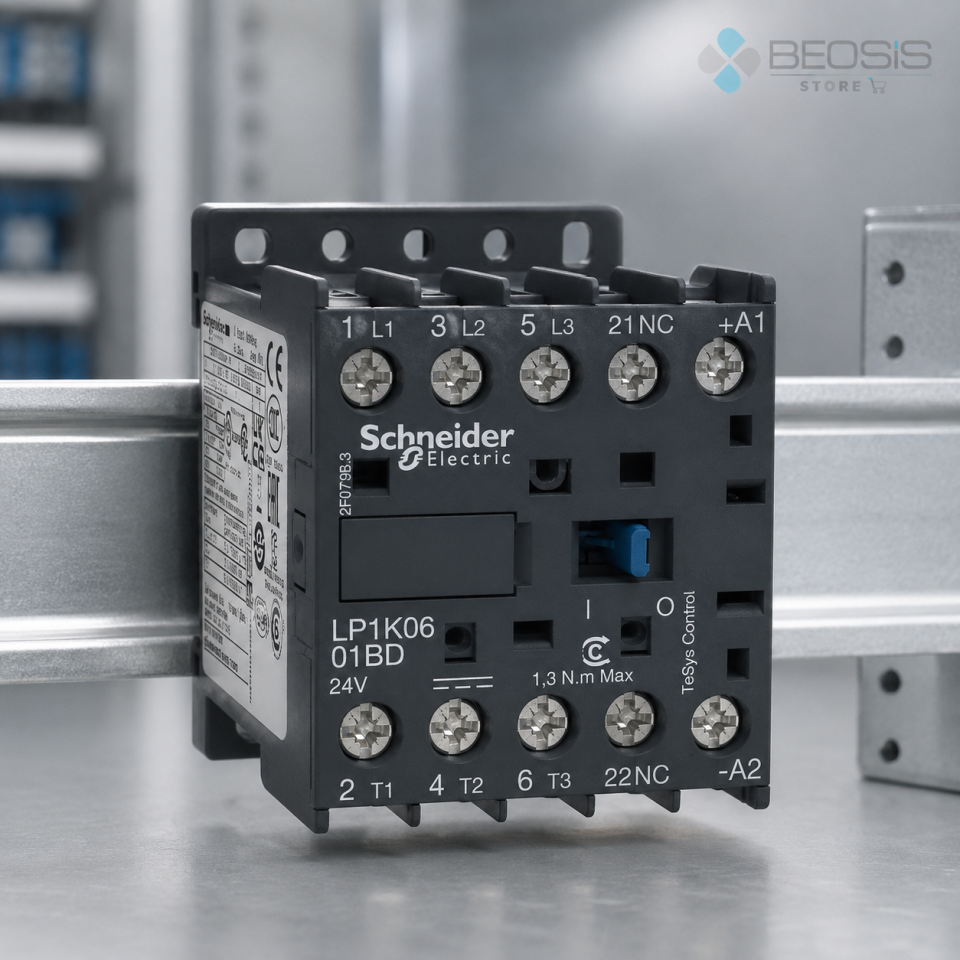 Schneider Electric TeSys K LP1K0901BD 3P 9A 4kW 24 V DC Bobin 1NC Yardımcı Kontak Kontaktör