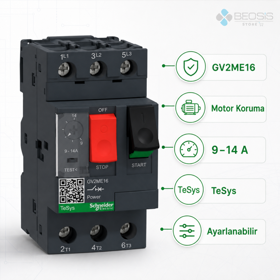 Schneider Electric TeSys GV2ME16 Motor Koruma Şalteri 9-14A