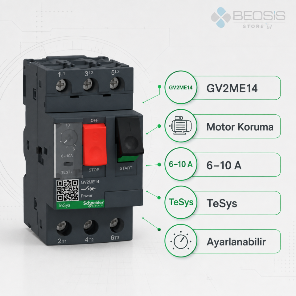 Schneider Electric TeSys GV2ME14 Motor Koruma Şalteri 6-10A