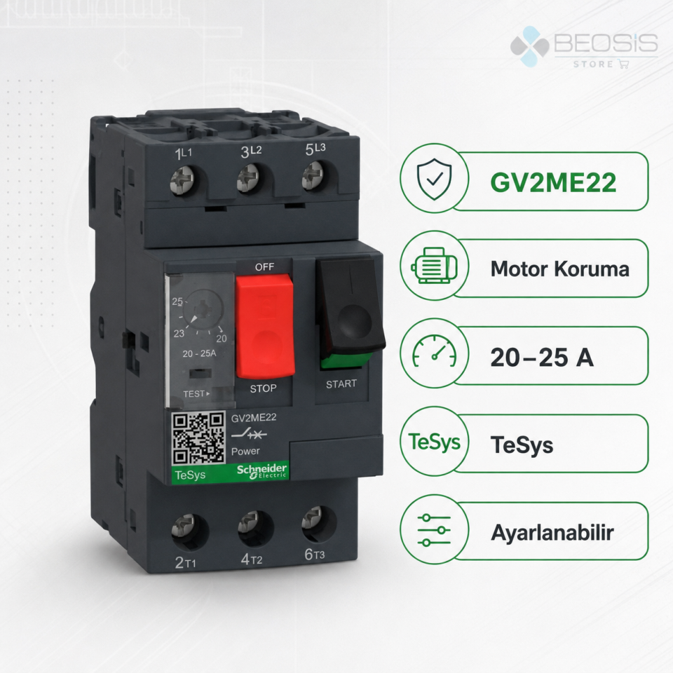 Schneider Electric TeSys GV2ME22 Motor Koruma Şalteri 20-25A