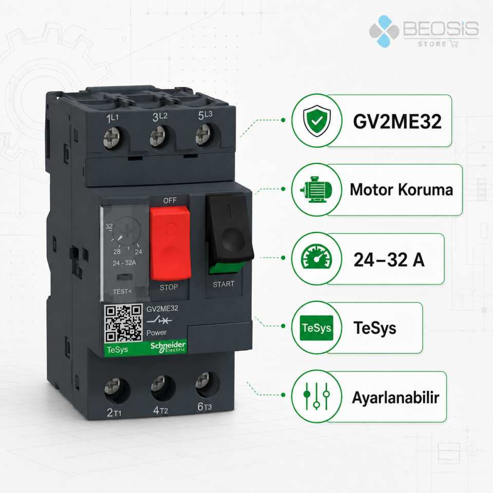 Schneider Electric TeSys GV2ME32 Motor Koruma Şalteri 24-32A