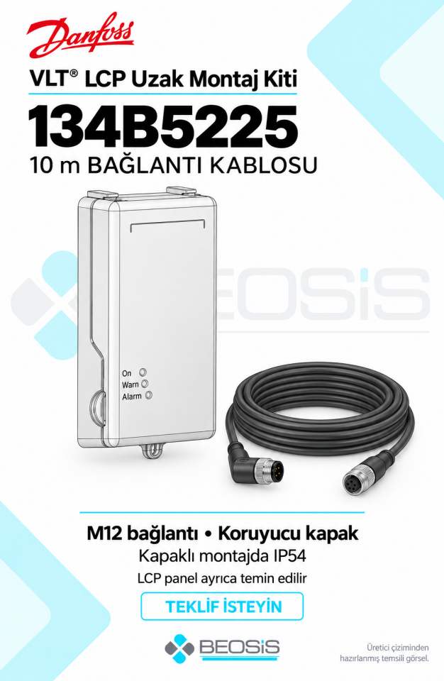 Danfoss 134B5225 VLT 10 m LCP Uzak Montaj Kiti – Koruyucu Kapaklı