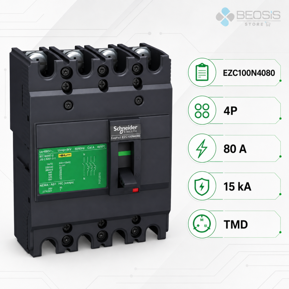 Schneider Electric EasyPact EZC100N4080 TMD 4P 80A 15kA Kompakt Şalter