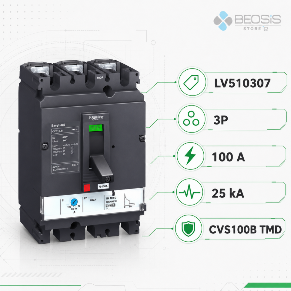 Schneider Electric EasyPact LV510307 CVS100B TMD 3P 100A 25kA Kompakt Şalter