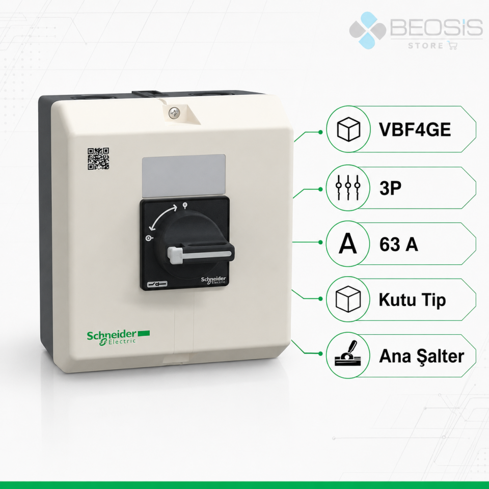 Schneider Electric TeSys Vario VBF4GE Kutu Tip 3P 63A IP65 Ana Şalter