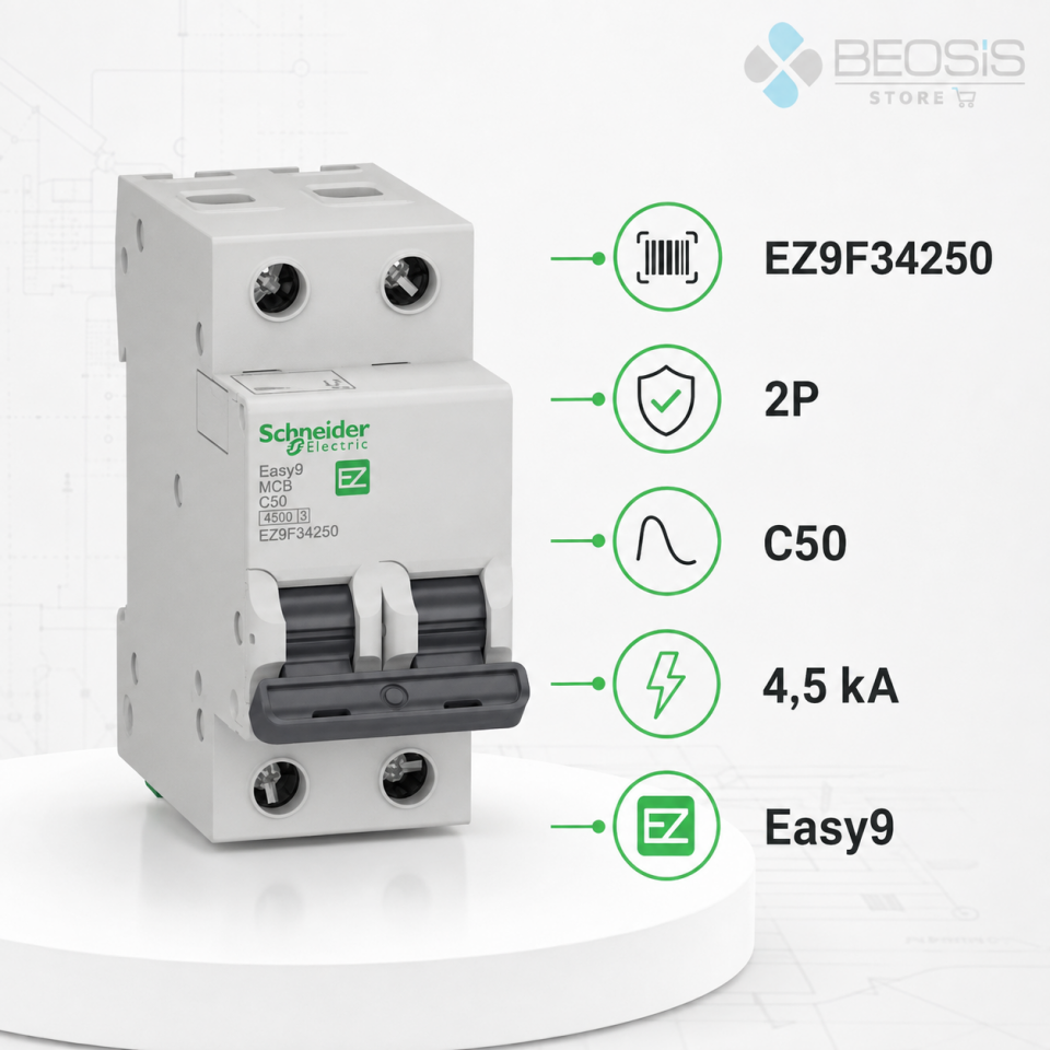 Schneider Electric Easy9 EZ9F34250 2P C50 4.5kA Otomatik Sigorta