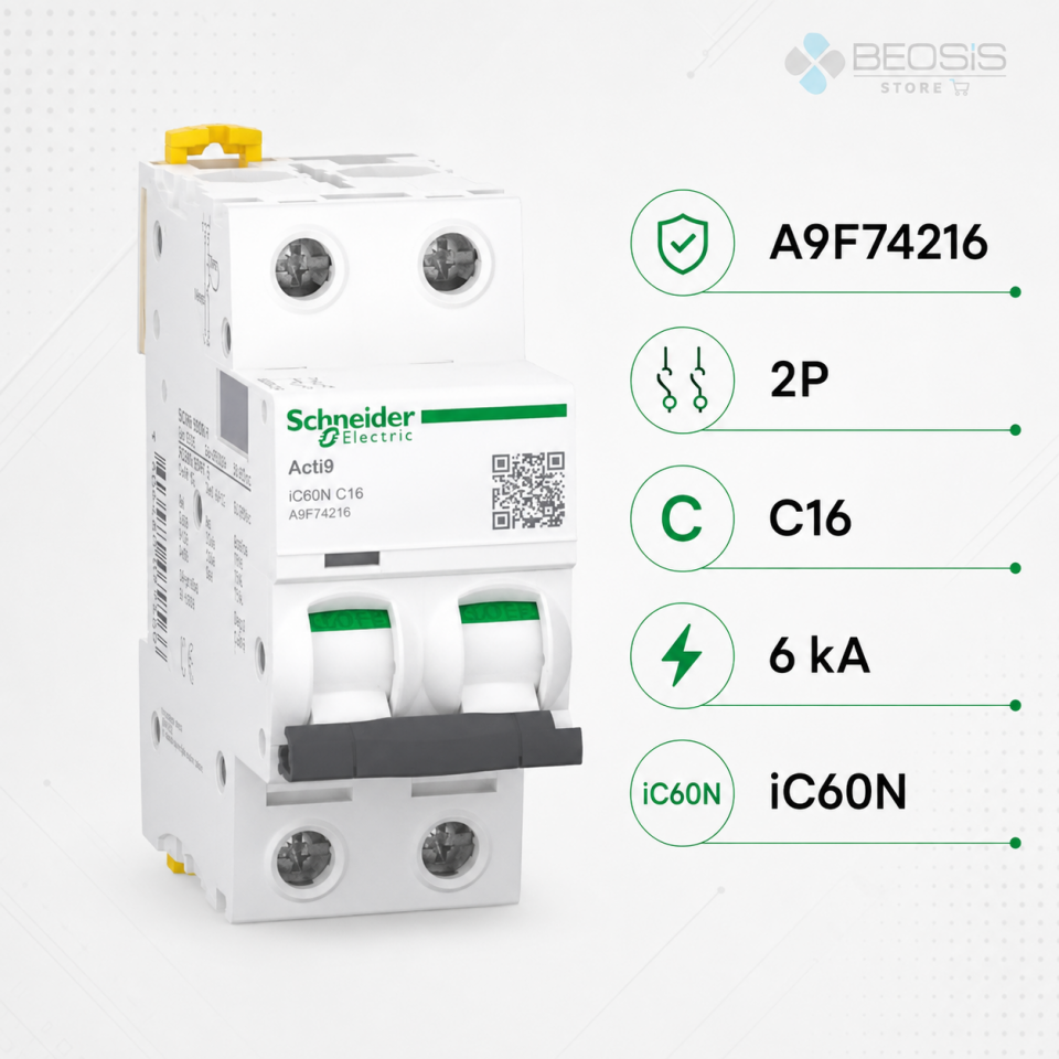 Schneider Electric Acti9 iC60N A9F74216 2P C16 6kA Otomatik Sigorta