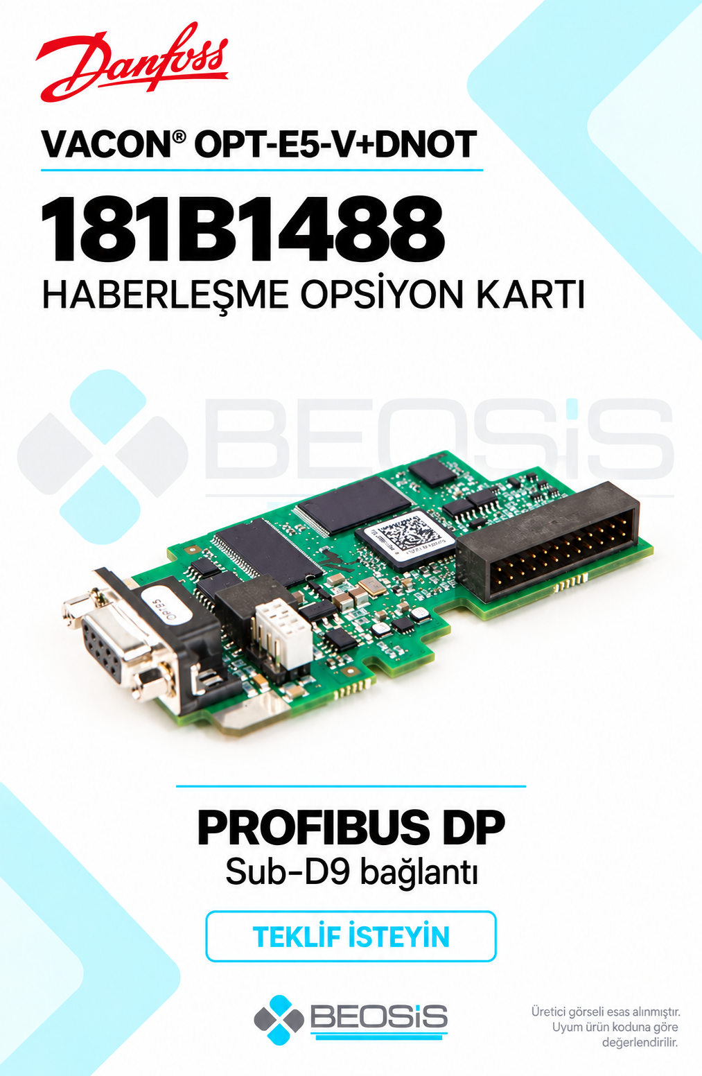 Danfoss 181B1488 VACON OPT-E5-V+DNOT PROFIBUS DP Sub-D9 Haberleşme Kartı