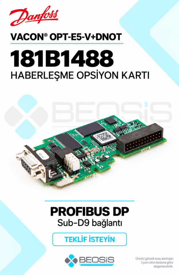 Danfoss 181B1488 VACON OPT-E5-V+DNOT PROFIBUS DP Sub-D9 Haberleşme Kartı