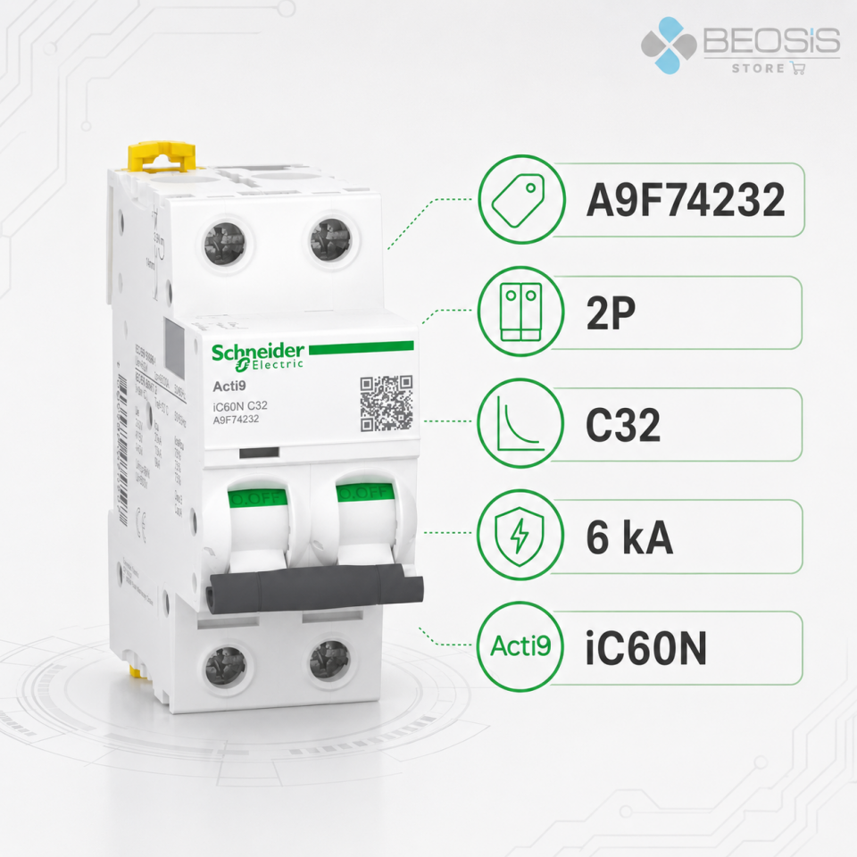 Schneider Electric Acti9 iC60N A9F74232 2P C32 6kA Otomatik Sigorta