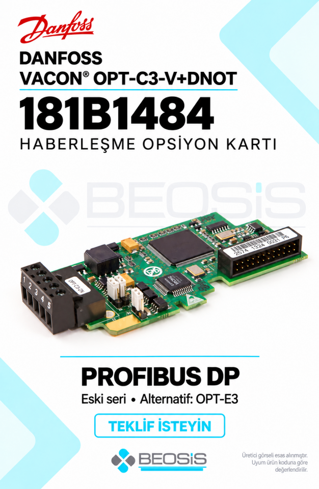 Danfoss 181B1484 VACON OPT-C3-V+DNOT PROFIBUS DP Haberleşme Kartı