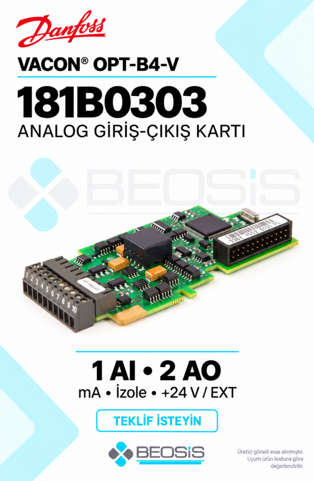 Danfoss 181B0303 VACON OPT-B4-V İzole Analog Giriş Çıkış Kartı 1 AI 2 AO