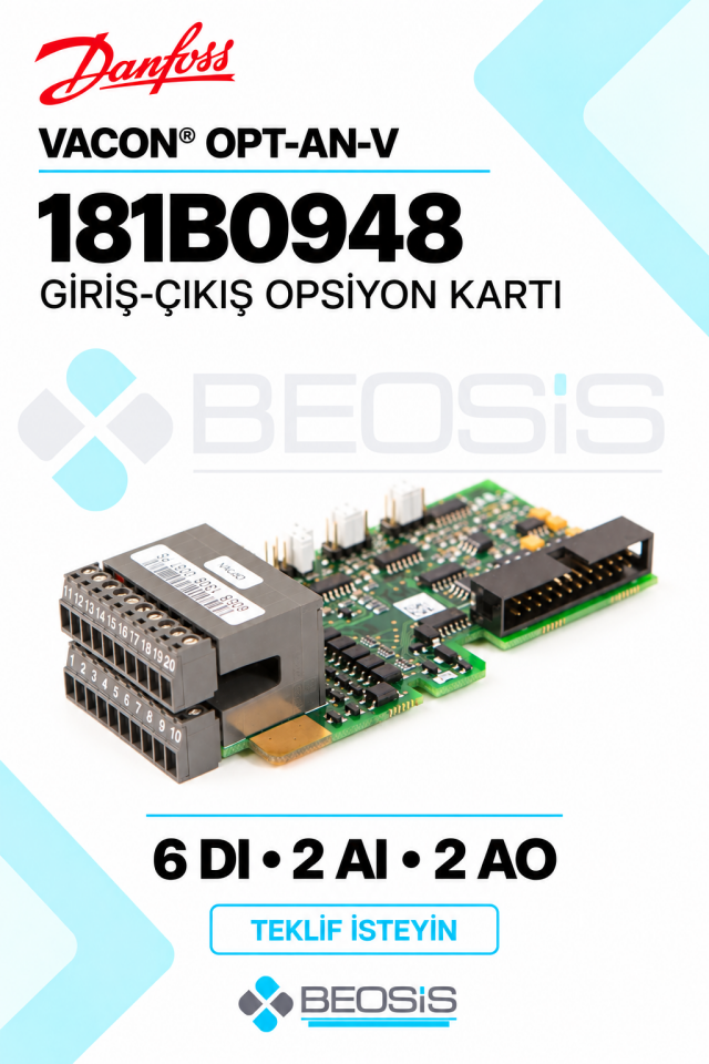 Danfoss 181B0948 VACON OPT-AN-V 6 DI 2 AI 2 AO Giriş Çıkış Kartı