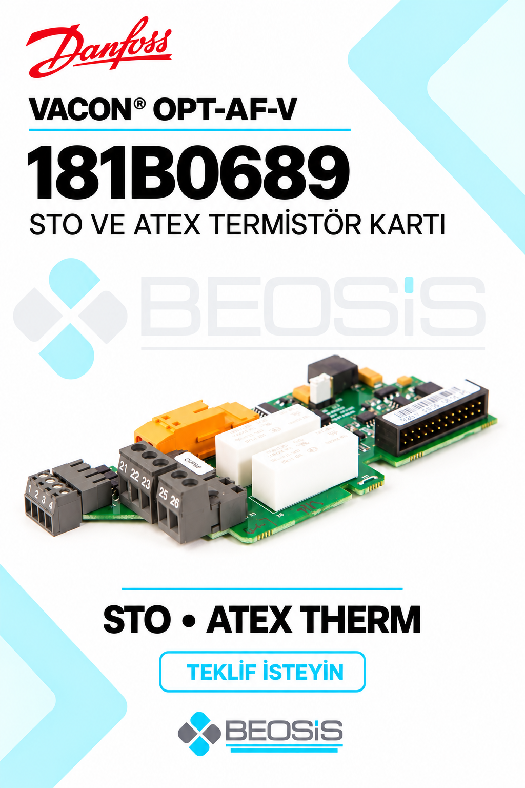 Danfoss 181B0689 VACON OPT-AF-V STO ve ATEX Termistör Opsiyon Kartı