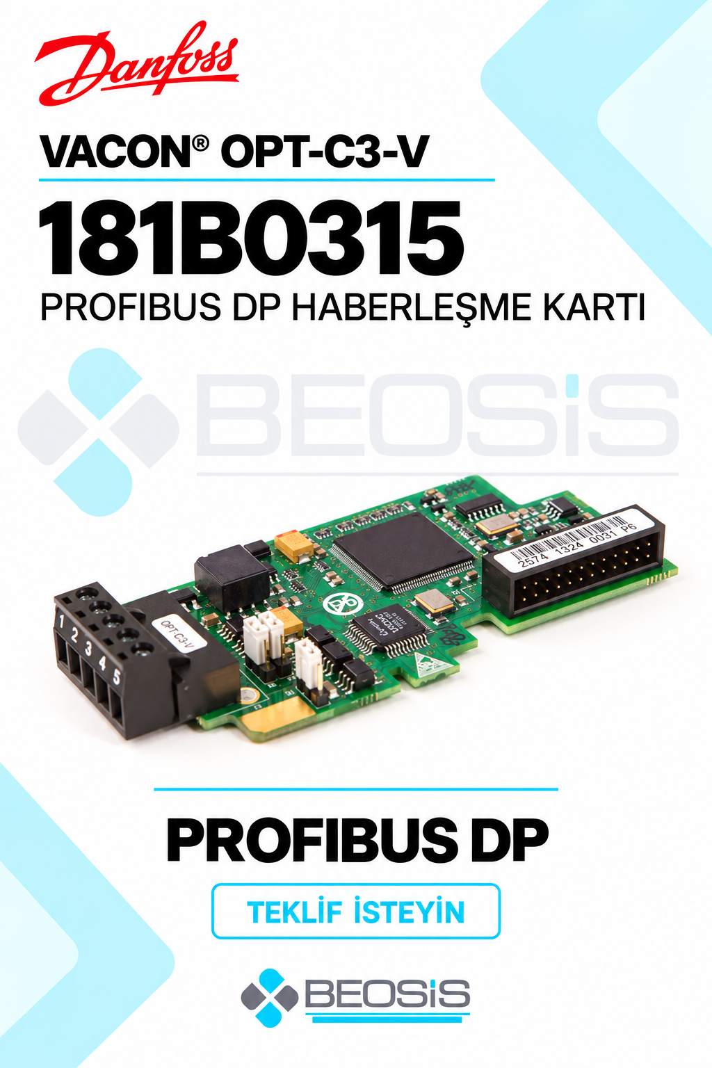 Danfoss 181B0315 VACON OPT-C3-V PROFIBUS DP Haberleşme Kartı
