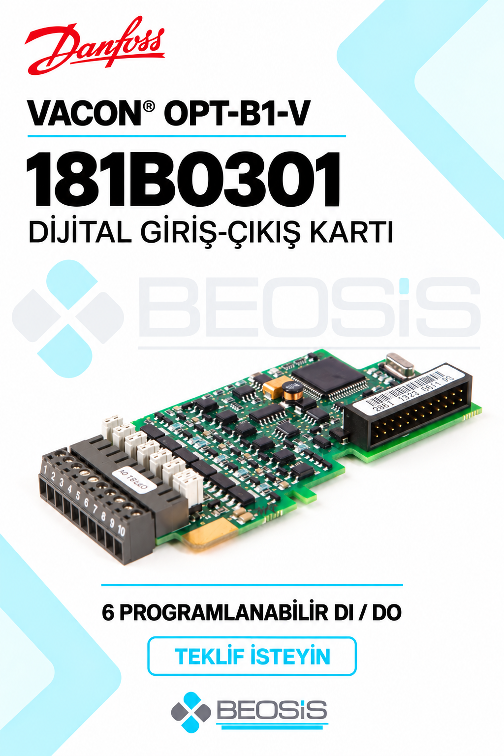 Danfoss 181B0301 VACON OPT-B1-V 6 Programlanabilir Dijital Giriş Çıkış Kartı