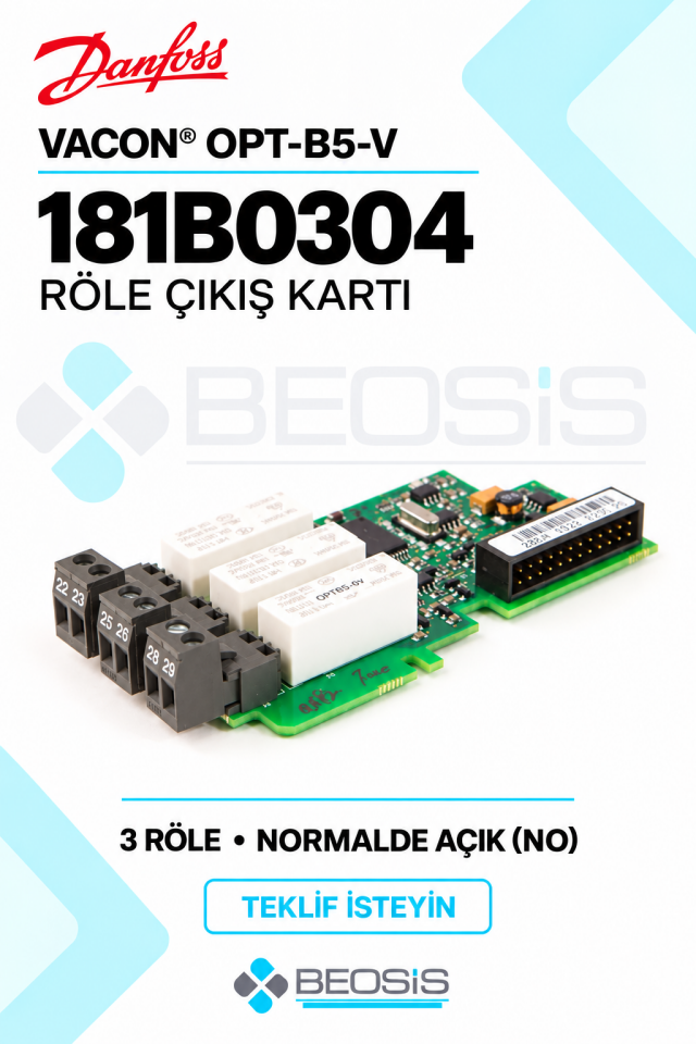 Danfoss 181B0304 VACON OPT-B5-V 3 Normalde Açık Röle Çıkış Kartı