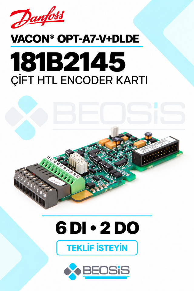 Danfoss 181B2145 VACON OPT-A7-V+DLDE Çift HTL Encoder Kartı 6 DI 2 DO