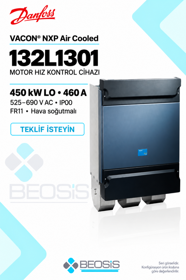 Danfoss 132L1301 VACON NXP 450 kW LO 525–690 V IP00 Alfanümerik Panelli Motor Hız Kontrol Cihazı