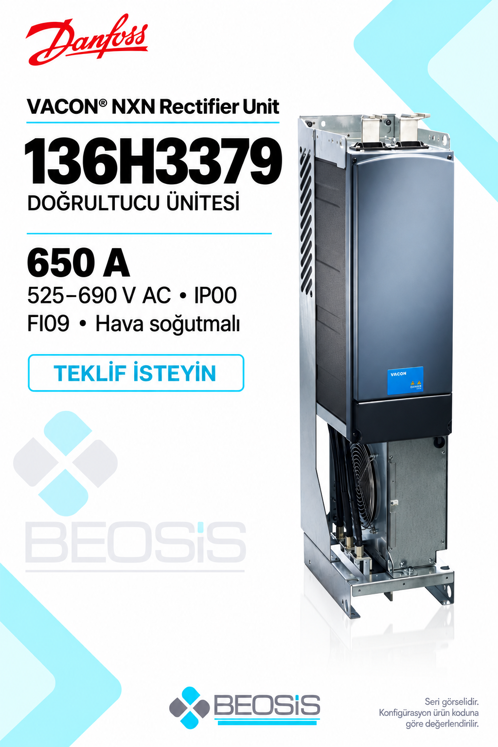 Danfoss 136H3379 VACON NXN 650 A 525–690 V IP00 Doğrultucu Ünitesi