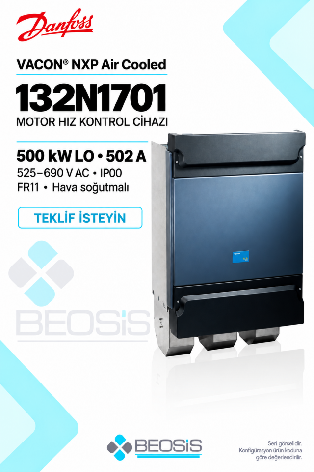 Danfoss 132N1701 VACON NXP 500 kW LO 525–690 V IP00 Alfanümerik Panelli Motor Hız Kontrol Cihazı