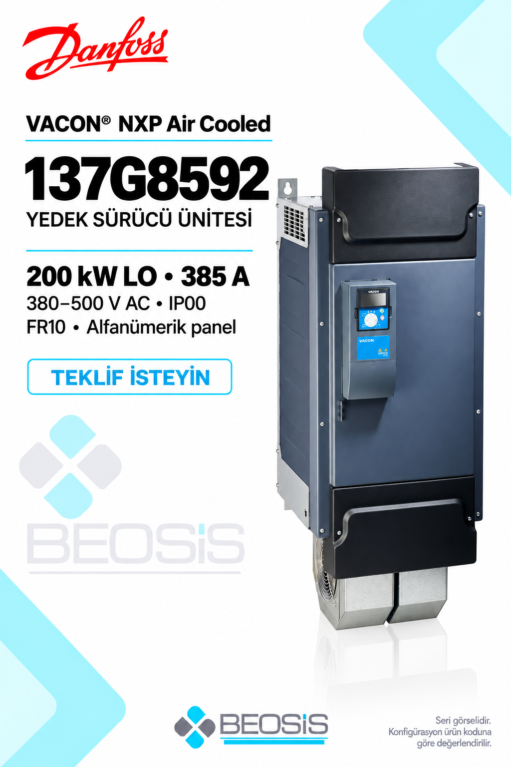 Danfoss 137G8592 VACON NXP 200 kW LO 380–500 V IP00 Yedek Sürücü Ünitesi