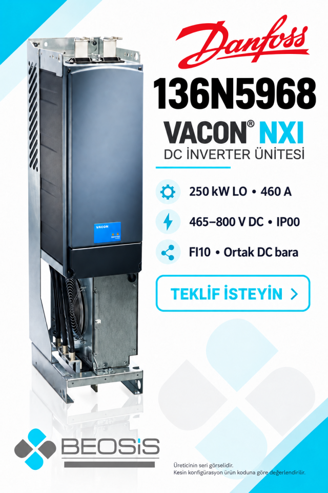 Danfoss 136N5968 VACON NXI 250 kW LO 465–800 V DC IP00 DC İnverter Ünitesi