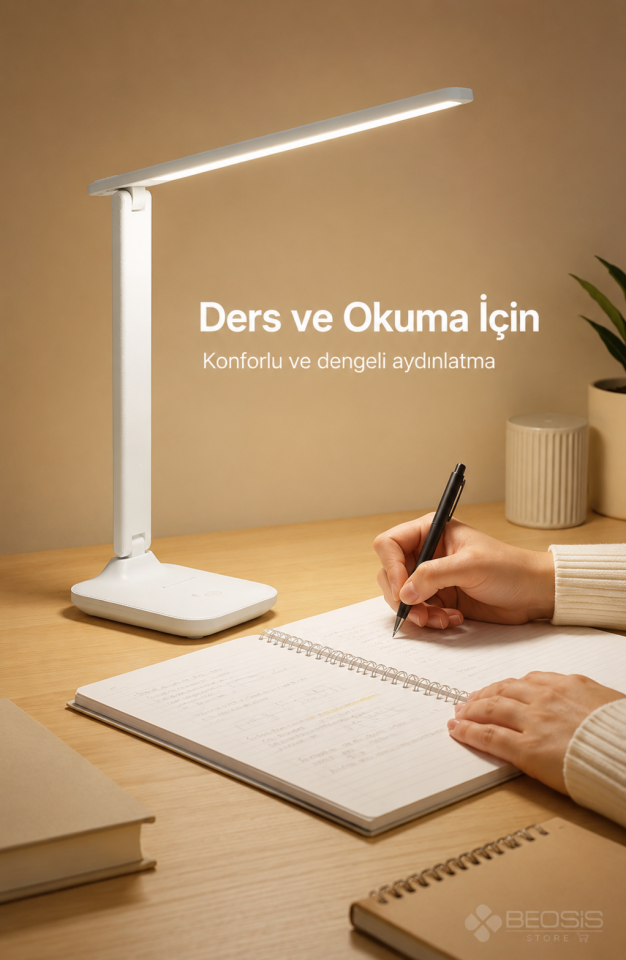 Şarjlı Dokunmatik Masa Lambası 3 Renk Dimmerli Telefon Standlı 9 W