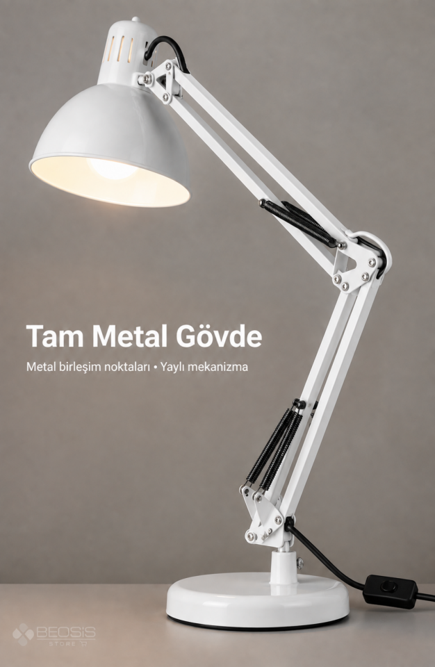 Metal Akrobat Masa Lambası Yaylı 360° Ayarlanabilir E27