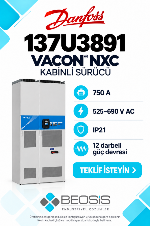 Danfoss 137U3891 VACON NXC 750 A 525–690 V IP21 Kabinli Motor Hız Kontrol Cihazı