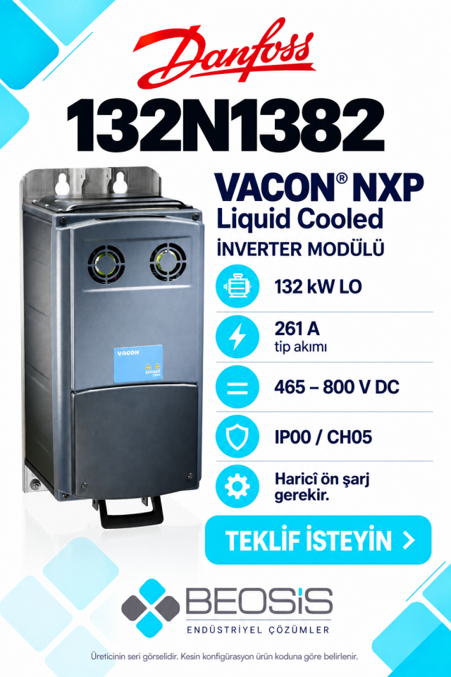 Danfoss 132N1382 VACON NXP 132 kW LO İnverter Modülü Sıvı Soğutmalı IP00