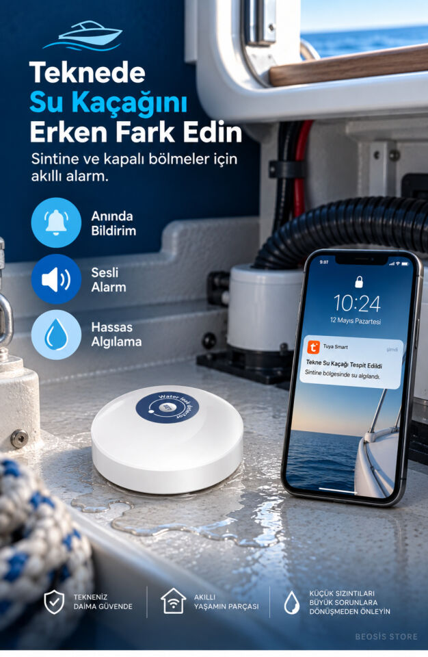 WiFi Su Baskını ve Kaçak Sensörü (Fonri, Tuya, Smart Life, Google Assistant, Amazon Alexa Destekli)