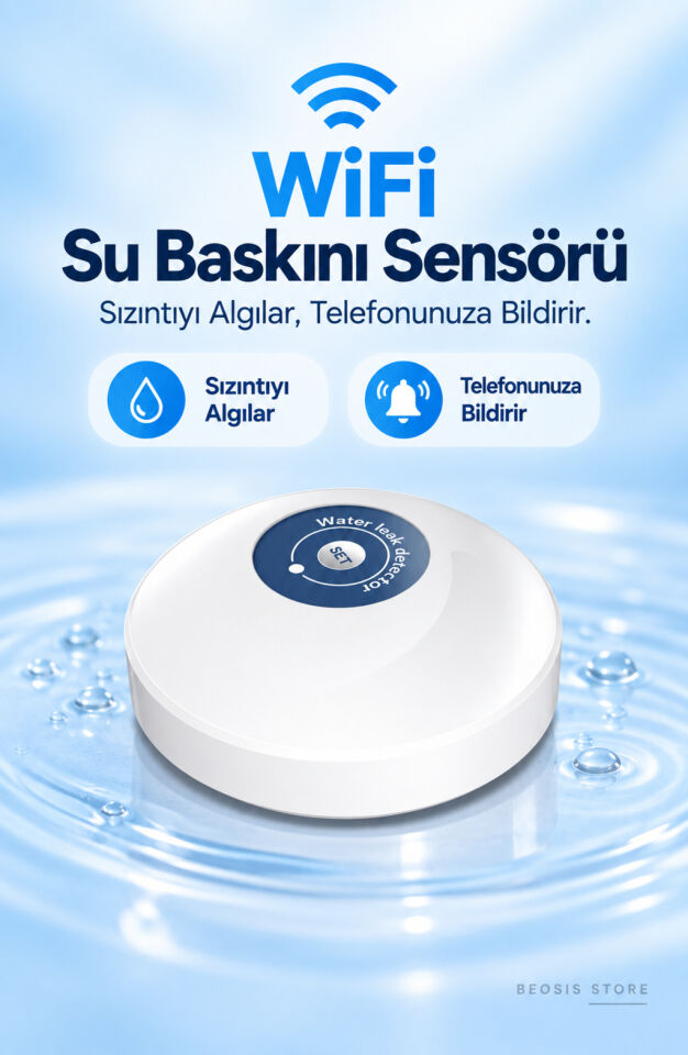 WiFi Su Baskını ve Kaçak Sensörü (Fonri, Tuya, Smart Life, Google Assistant, Amazon Alexa Destekli)