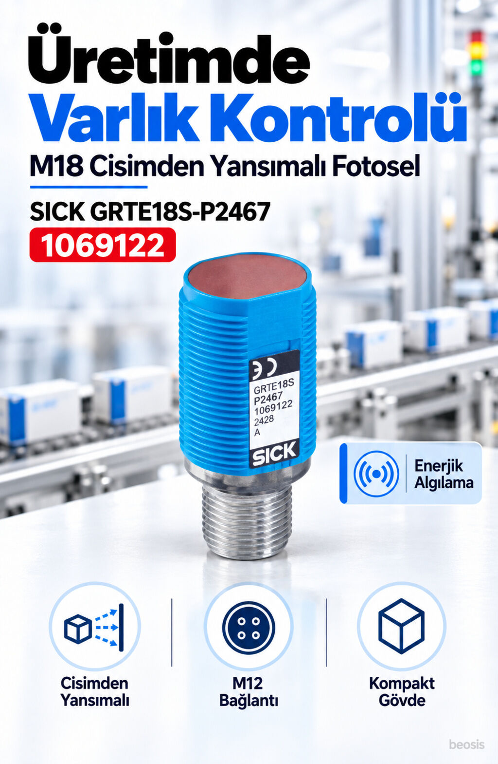 SICK GRTE18S-P2467 silindirik cisimden yansımalı fotosel 1069122
