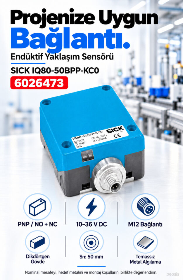 SICK IQ80-50BPP-KC0 dikdörtgen endüktif yaklaşım sensörü 6026473