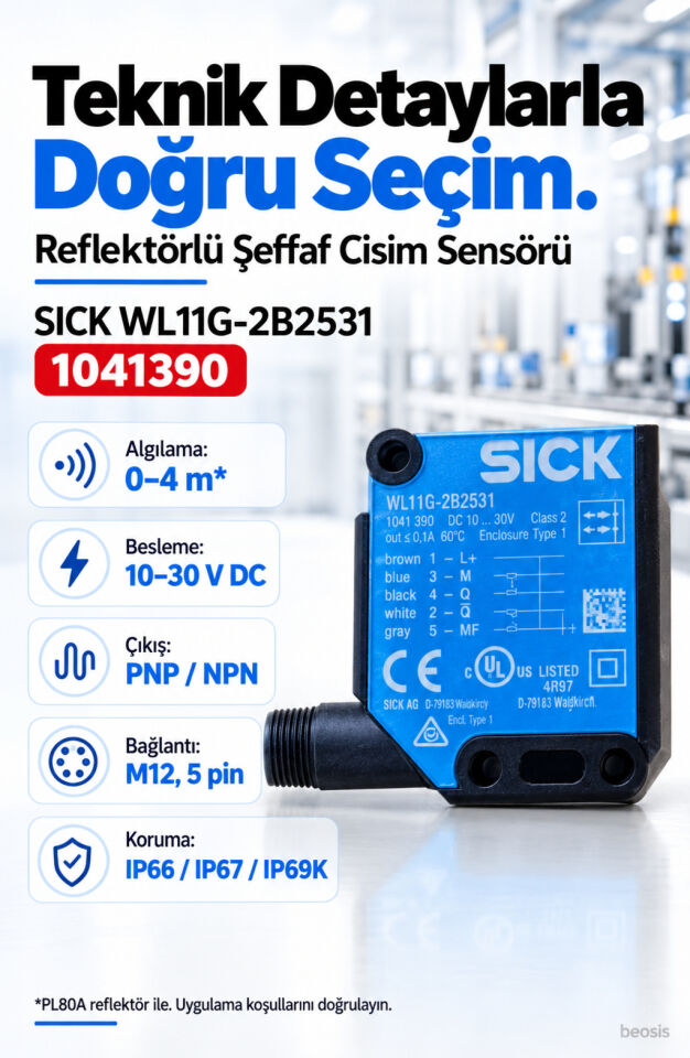 SICK WL11G-2B2531 reflektörlü lazer fotosel 1041390