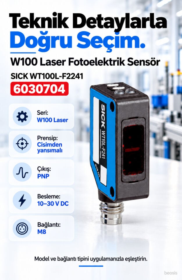 SICK WT100L-F2241 lazer cisimden yansımalı fotosel 6030704