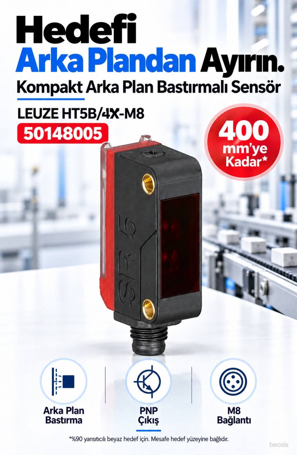 Leuze HT5B/4X-M8 arka plan bastırmalı fotosel 50148005