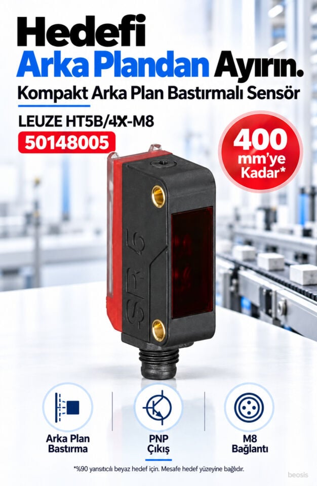 Leuze HT5B/4X-M8 arka plan bastırmalı fotosel 50148005