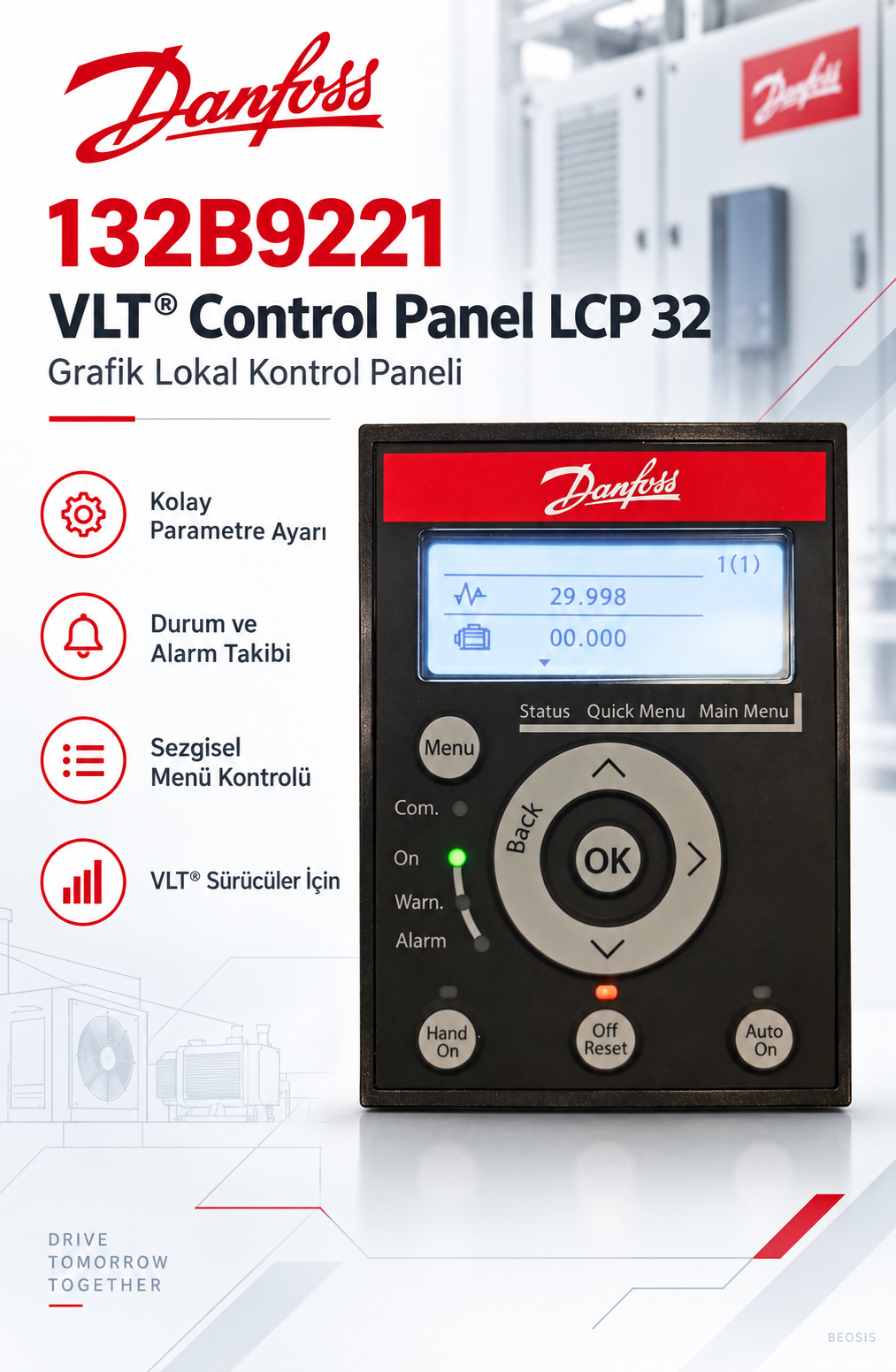 Danfoss 132B9221 VLT LCP 32 Grafik Lokal Kontrol Paneli – FC-101 / FC-111 / FC-131