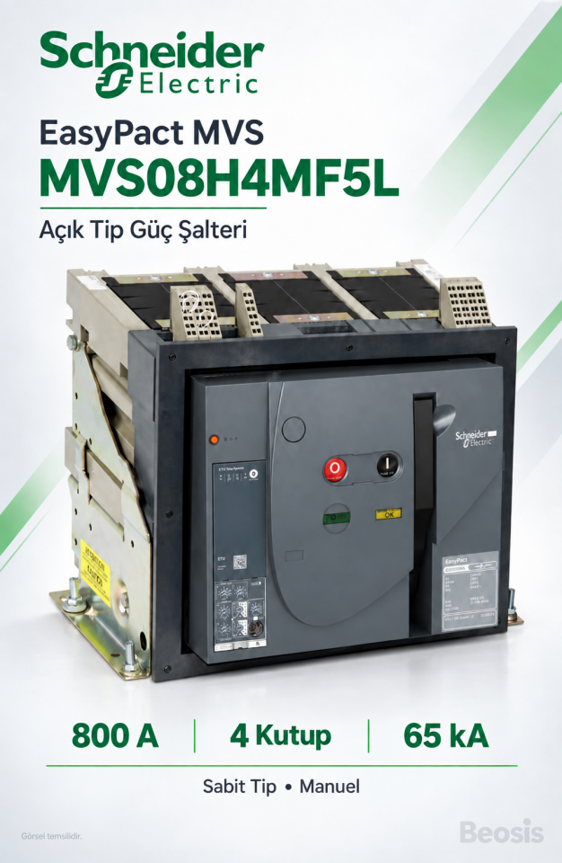 Schneider Electric MVS08H4MF5L 800A 4P 65kA EasyPact MVS Sabit Manuel Açık Tip Şalter ET5