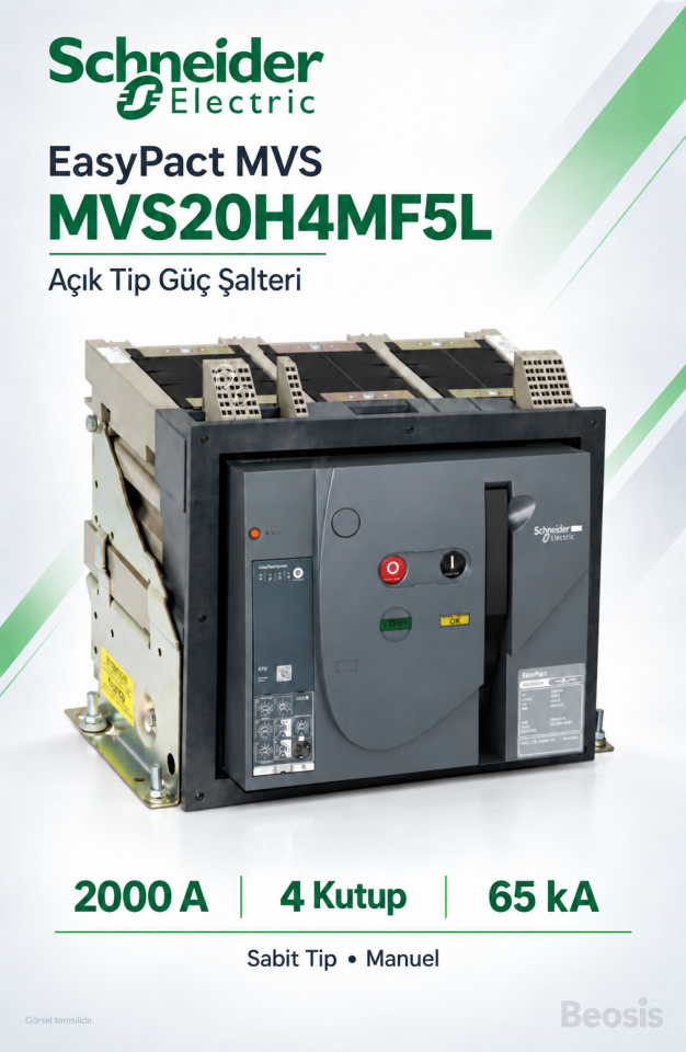 Schneider Electric MVS20H4MF5L 2000A 4P 65kA EasyPact MVS Sabit Manuel Açık Tip Şalter ET5