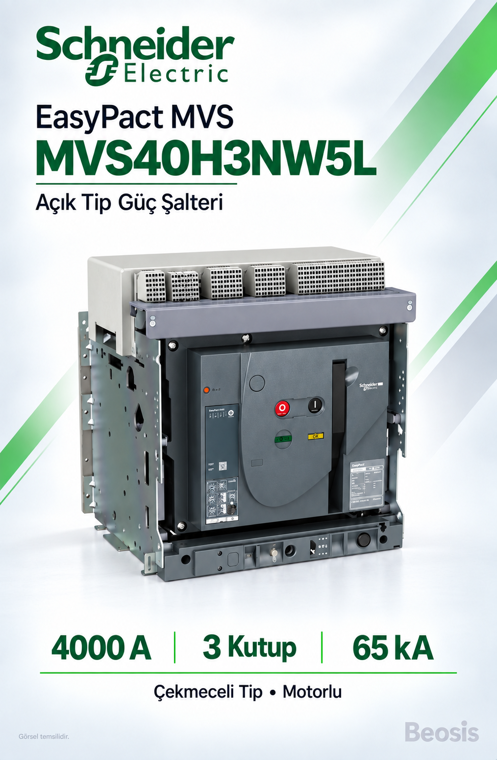 Schneider Electric MVS40H3NW5L 4000A 3P 65kA EasyPact MVS Çekmeceli Motorlu Açık Tip Şalter ET5S