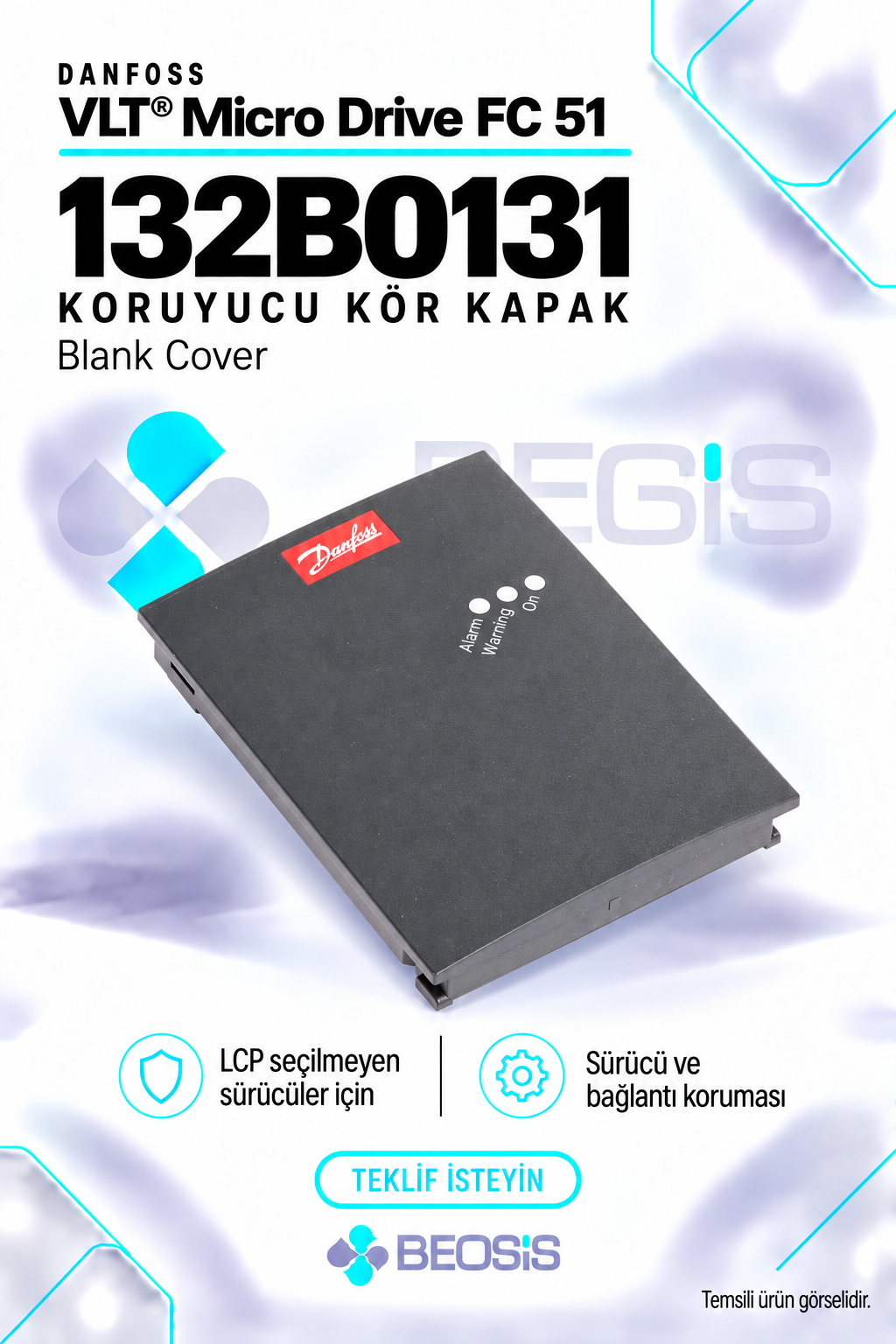 Danfoss 132B0131 VLT Micro Drive FC 51 Koruyucu Kör Kapak – Blank Cover
