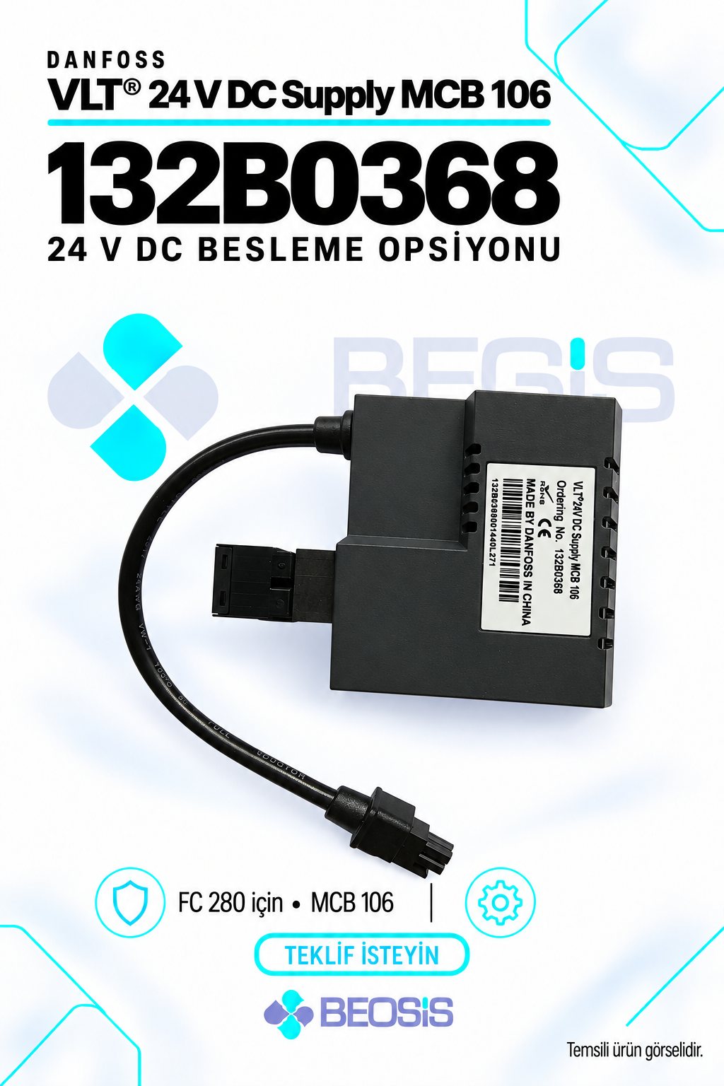 Danfoss 132B0368 VLT 24 V DC Supply MCB 106 Besleme Opsiyonu – FC 280