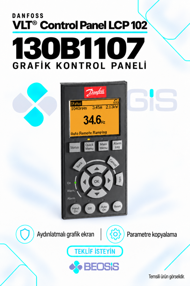 Danfoss 130B1107 VLT Control Panel LCP 102 Grafik Kontrol Paneli