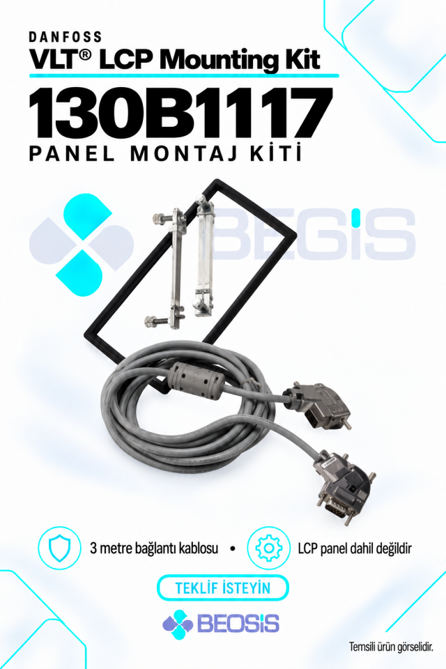 Danfoss 130B1117 VLT LCP Panel Montaj Kiti – 3 Metre Kablo, Panelsiz