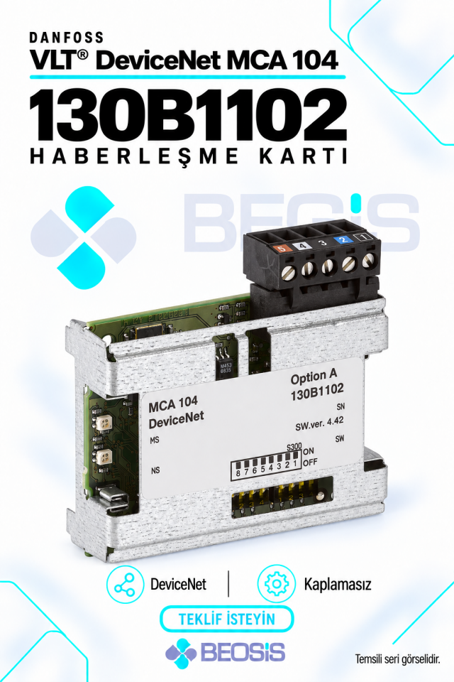 Danfoss 130B1102 VLT DeviceNet MCA 104 Haberleşme Kartı – Kaplamasız