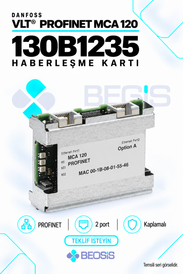 Danfoss 130B1235 VLT PROFINET MCA 120 Haberleşme Kartı – Kaplamalı